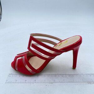 FSJ Red Clear Two Straps High Heel Mule Slip On Summer Party Dress Casual Sandal